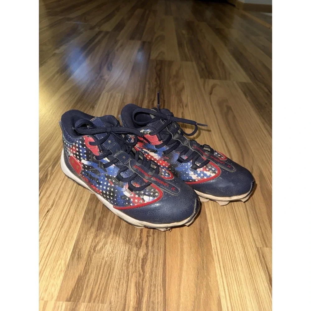 Under Armour Boys‎ 4Y 4 Harper RM 9 Molded Baseball Cleats Red White Blue USA